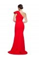 One Shoulder Long Sweep Train Crepe Prom Dress with Thigh High Split UK