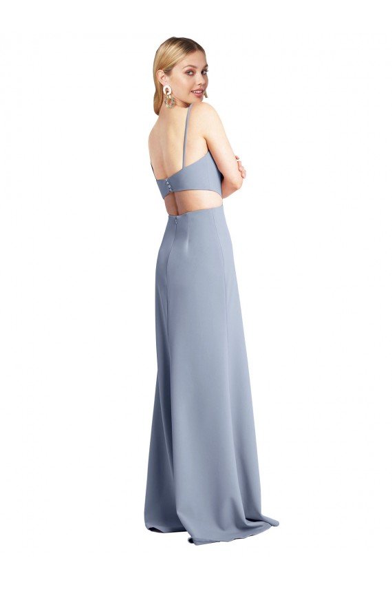 Feminine Scoop Neckline Long Crepe Slip Prom Dress  UK