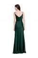 Fitted Cowl Neck Long Stretch Satin Slip Prom Dress with V-Back UK