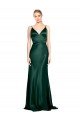 High V-Neck Long Full Length Sheath Stretch Satin Prom Dress UK