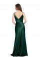 High V-Neck Long Full Length Sheath Stretch Satin Prom Dress UK