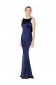 Sheath High Neck Stretch Satin Prom Dress Low Back UK
