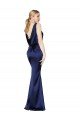 Sheath High Neck Stretch Satin Prom Dress Low Back UK