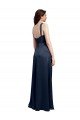 Cowl Neck Soft Long Stretch Satin Prom Dress with Side Slit and Pleated Straps UK