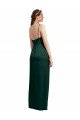 Sleek Straight Neckline Long Wrap Stretch Satin Prom Dress with Angled Pleats UK