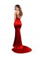 Long Pleated Stretch Satin Prom Dress with High Slit UK