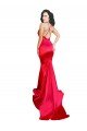 Mermaid Open Back Long Stretch Satin Prom Dress with High Slit UK
