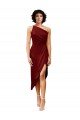 One Shoulder Midi Length Short Stretch Satin Wrap Style Cocktail Prom Dress / Homecoming Dress UK