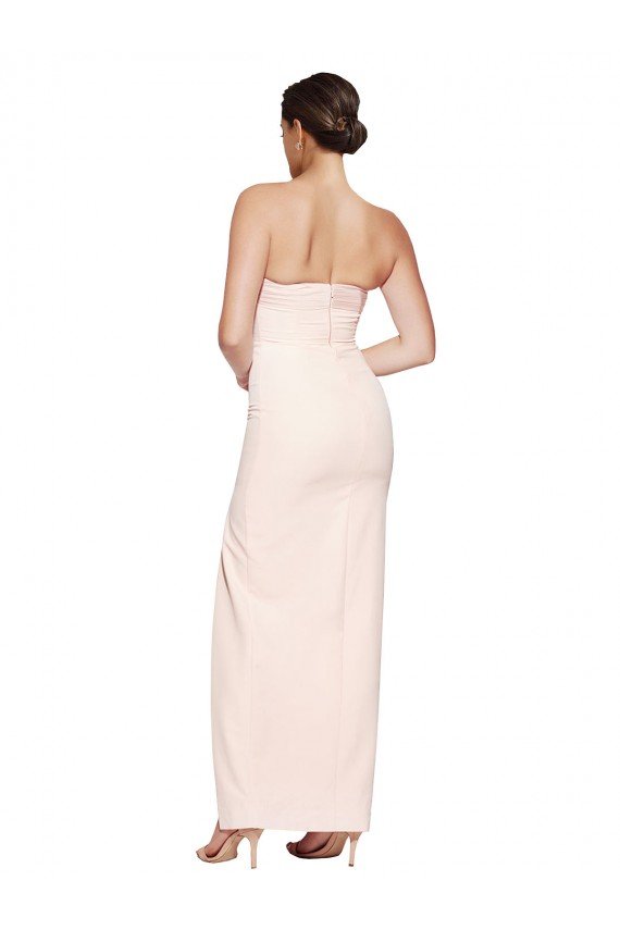 Cowl Neck Strapless Stretch Satin Prom Dress with High Split UK