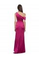 Off the Shoulder Short Sleeves Stretch Satin Prom Dress with Side Slit UK