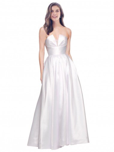 Full Length Strapless V-Cutout Stretch Satin Prom Dress UK