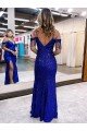 Cold Shoulder Sleeveless Long Floor Length Velvet Sequin Prom Dress with Slit UK