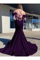 Cold Shoulder Sleeveless Long Court Train Velvet Sequin Prom Dress UK