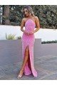 Halter Sleeveless Long Floor Length Velvet Sequin Prom Dress with Slit UK