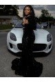 One Shoulder Long Sleeves Long Sweep Train Velvet Sequin Prom Dress UK
