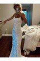 Long Spaghetti Straps Sleeveless Sweep Train Velvet Sequin Prom Dress UK