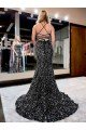 Spaghetti Straps Sleeveless Long Sweep Train Velvet Sequin Prom Dress UK