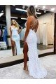 Sleeveless V-Neck Long Floor Length Velvet Sequin Prom Dress with Slit UK