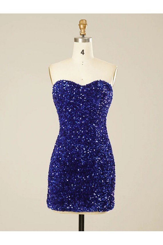 Short Sweetheart Velvet Sequin Prom Dress UK