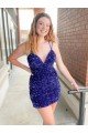 Sleeveless Short Velvet Sequin V-Neck Prom Dress UK