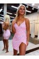 V-Neck Sleeveless Short Velvet Sequin Cocktail Prom Dress UK