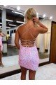 V-Neck Sleeveless Short Velvet Sequin Cocktail Prom Dress UK