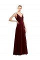 Faux Wrap V-Neck Sleek Long Velvet Prom Dress UK