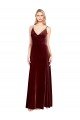 Faux Surplice Neckline Slim A-Line Long Velvet Prom Dress UK