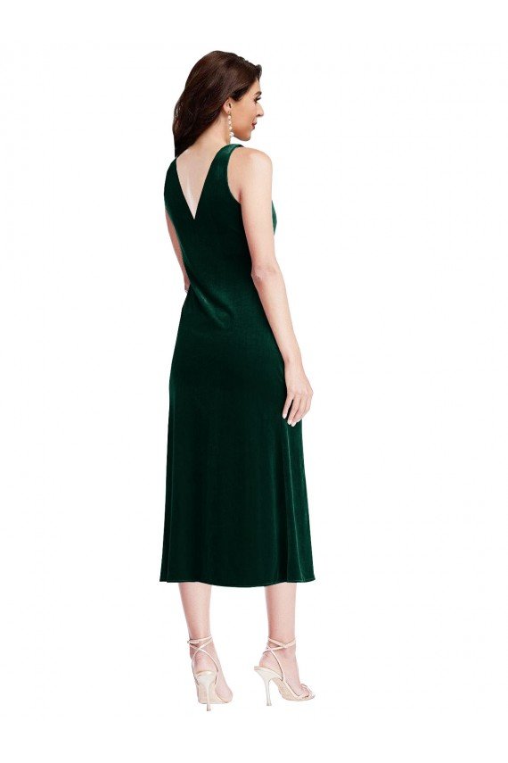 Cowl Neck Velvet Midi Length Cocktail Prom Dress / Homecoming Dress UK