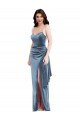 Spaghetti Strap Velvet Maxi Prom Dress with Draped Skirt UK