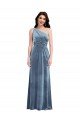 One Shoulder Draped Velvet Maxi Prom Dress UK