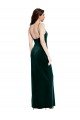 Straight Neckline Spaghetti Straps Long Velvet Prom Dress with High Side Slit UK