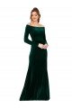 Off the Shoulder Long Sleeves Stretch Velvet Prom Dress UK