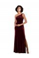 One Shoulder Floor-Length Velvet Prom Dress UK