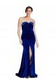 Strapless Ruched Velvet Prom Dress with Sweep Train and Front Slit UK