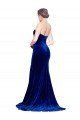 Strapless Ruched Velvet Prom Dress with Sweep Train and Front Slit UK