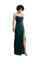 Scooped Strapless Long Velvet Prom Dress with Daring Side Slit UK